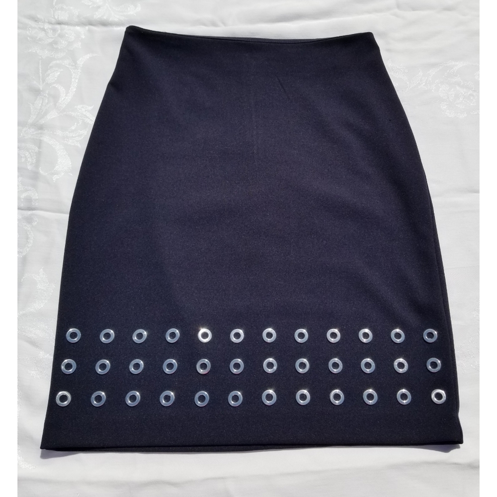 Navy Skirt with Grommet Detailing